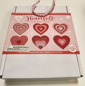 Diamond Art Heartfelt Coasters - Red and White Hearts Set Of 6